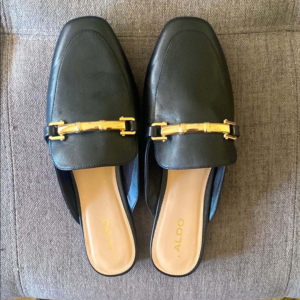 Aldo black flat slides size 7.5